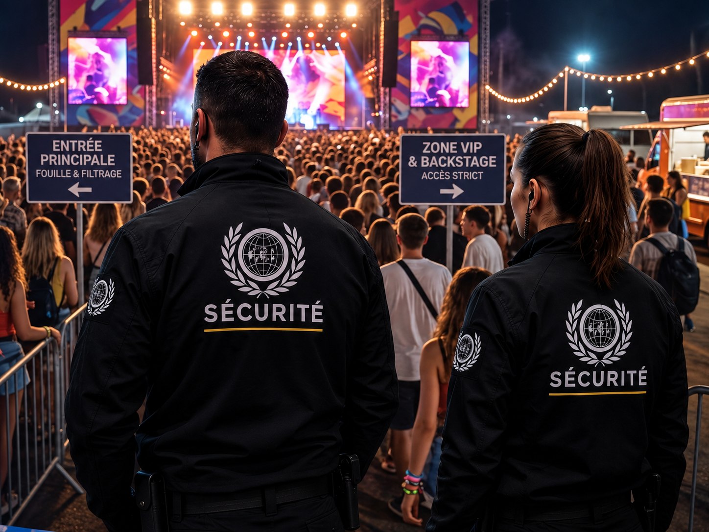 Agent de sécurité à l'entrée d'une zone VIP et backstage en concert