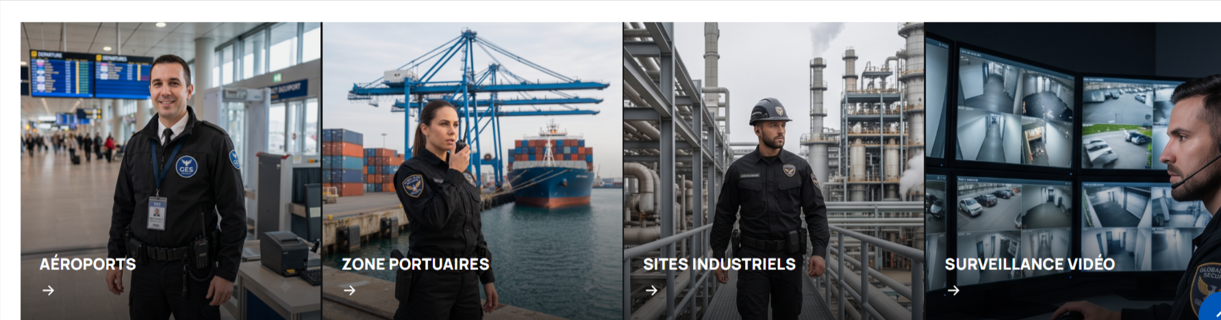 Agents Global Élite Sécurité — aéroports, ports, sites industriels, surveillance vidéo