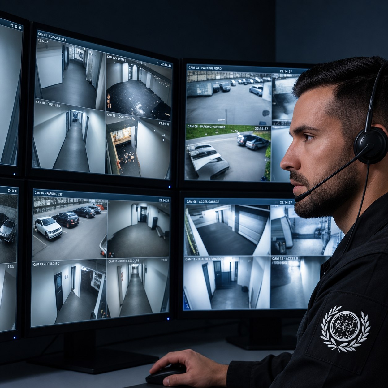 Opérateur Global Élite Sécurité en centre de supervision vidéo